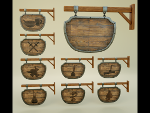 medival sign set 3D 模型