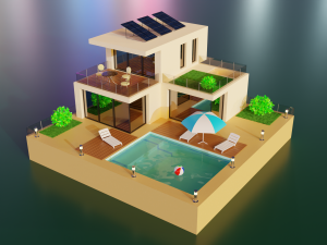 modern house scene Model 3D