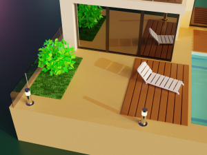 modern house scene Model 3D