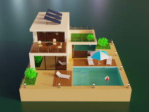 modern house scene Model 3D
