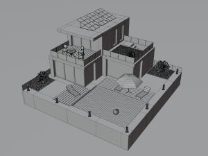 modern house scene Model 3D