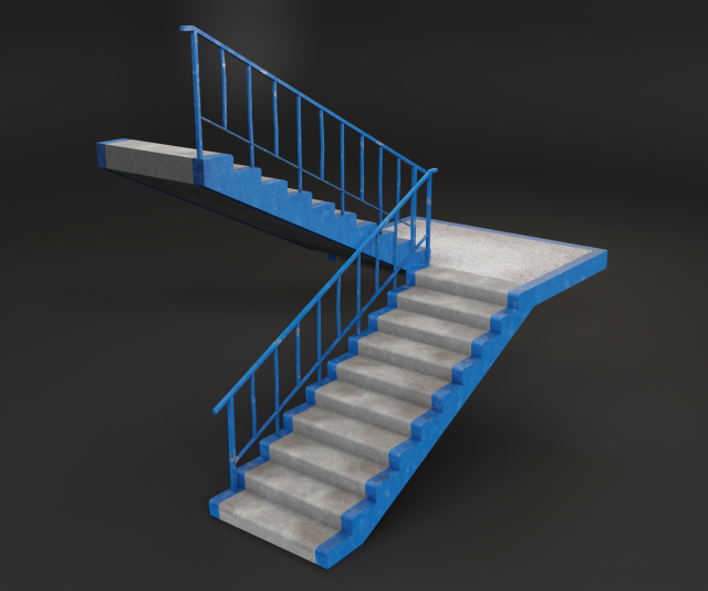 concrete stairs 3D Model .c4d .max .obj .3ds .fbx .stl .blend 