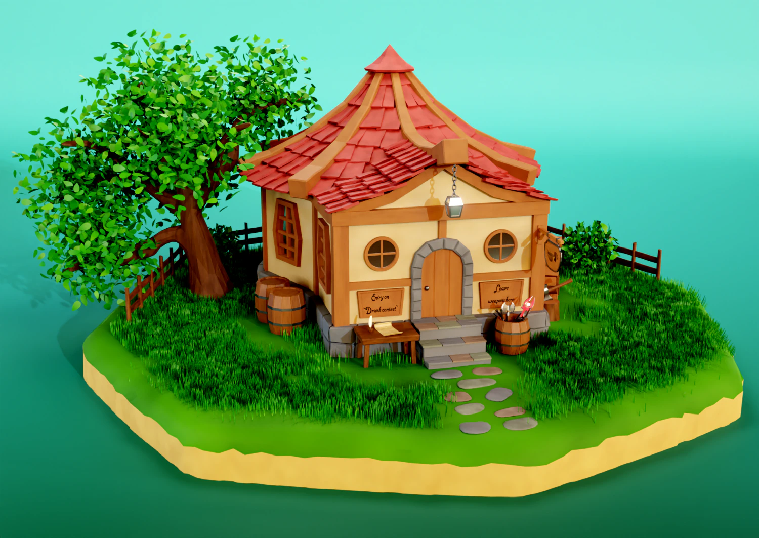 fantasy tavern scene 3D Model .c4d .max .obj .3ds .fbx .stl .blend 