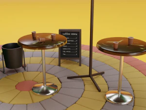 coffee cup kiosk scene 3D Model