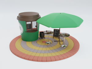 coffee cup kiosk scene 3D-Modell