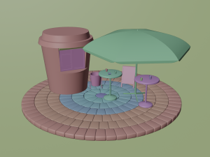 coffee cup kiosk scene 3D-Modell
