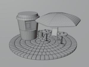 coffee cup kiosk scene 3D-Modell