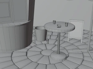 coffee cup kiosk scene 3D Model