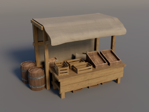 medieval market set 3D 模型