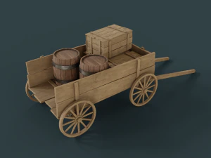 wooden cart 3D Model
