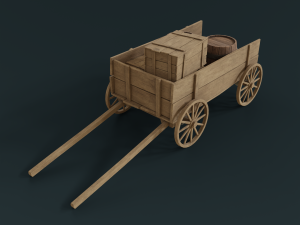 wooden cart 3D 모델