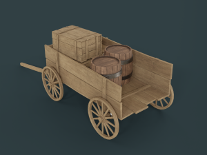 wooden cart 3D 모델