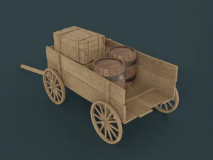 wooden cart 3D Model