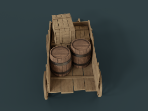 wooden cart 3D 모델