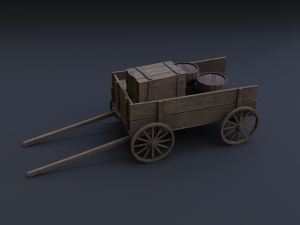 wooden cart 3D 모델