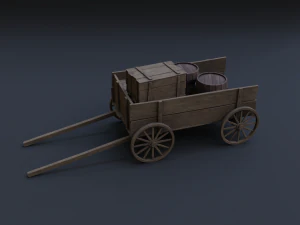 wooden cart 3D Model