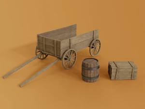 wooden cart 3D Model