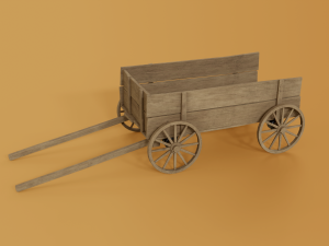 wooden cart 3D 모델