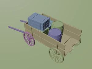 wooden cart 3D Model