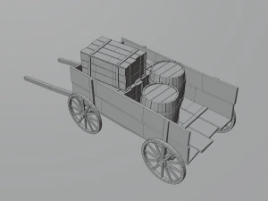 wooden cart 3D Model