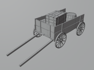 wooden cart 3D 모델