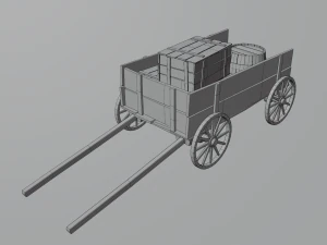 wooden cart 3D Model