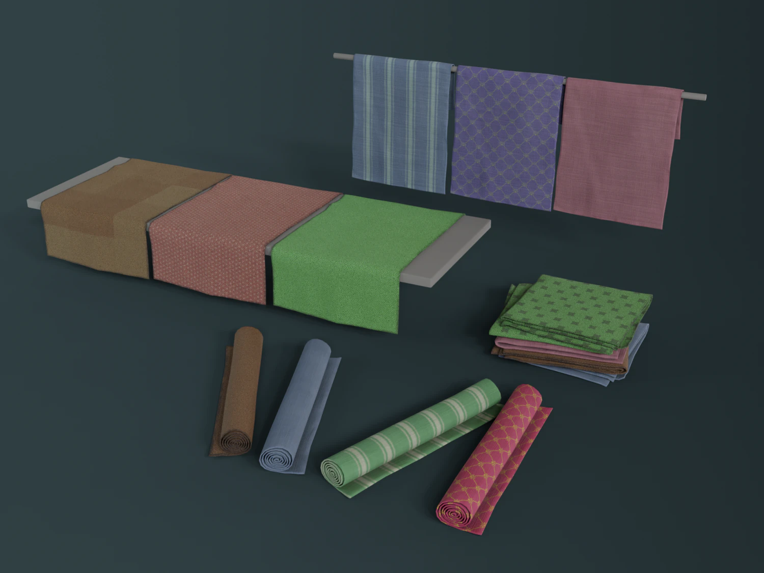 średniowieczny zestaw tkanin Model 3D .c4d .max .obj .3ds .fbx .stl .blend 