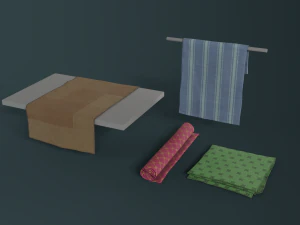 średniowieczny zestaw tkanin Model 3D