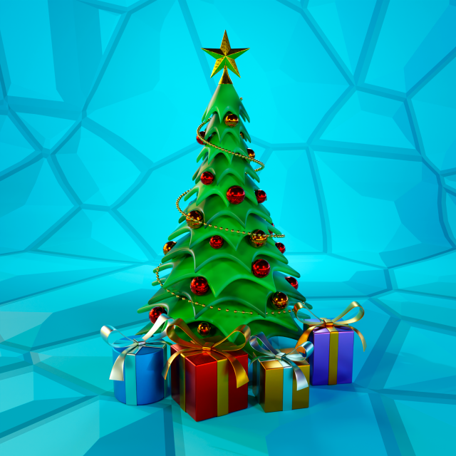 christmas tree cartoon look 3D Модель .c4d .max .obj .3ds .fbx .stl .blend 