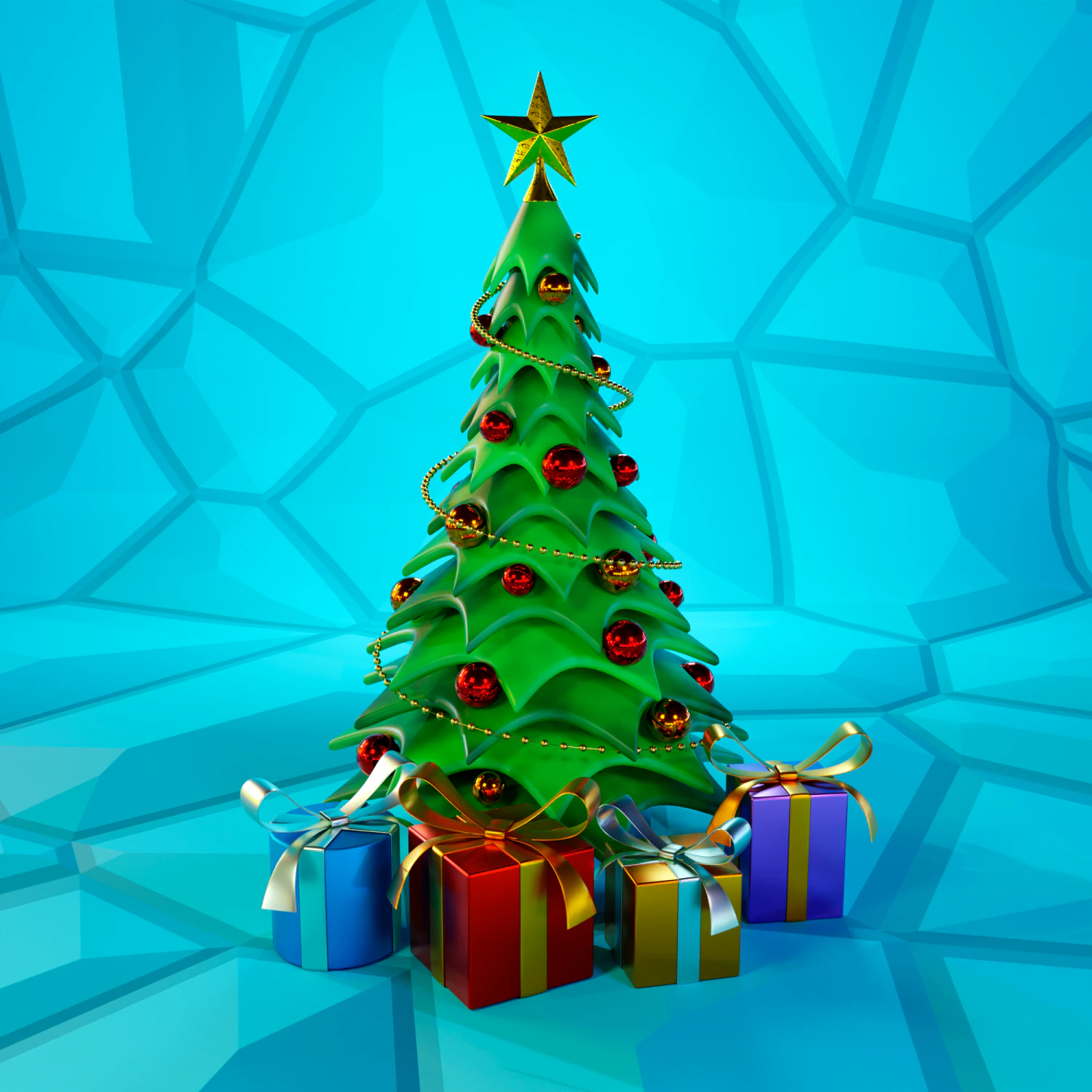 christmas tree cartoon look 3D Model .c4d .max .obj .3ds .fbx .stl .blend