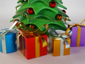 christmas tree cartoon look 3D Model