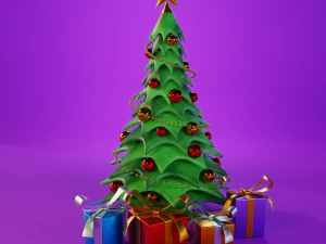 christmas tree cartoon look 3D Model
