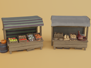 medieval market food 3D 모델