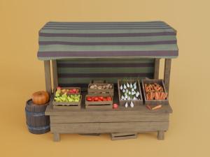 medieval market food 3D Model