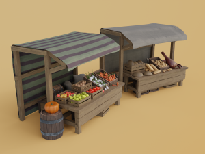 medieval market food 3D Model