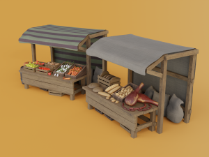 medieval market food 3D Model
