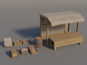 medieval market food 3D Model