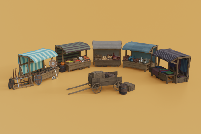 medieval market pack 3Dモデル .c4d .max .obj .3ds .fbx .stl .blend 