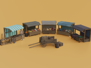 medieval market pack 3D 모델