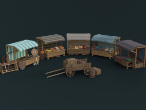 medieval market pack 3Dモデル