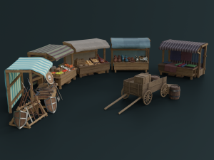 medieval market pack 3Dモデル