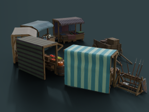 medieval market pack 3Dモデル