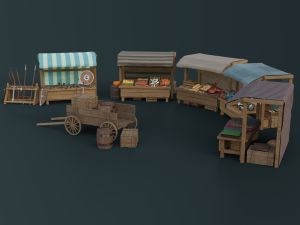 medieval market pack 3Dモデル