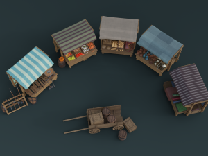medieval market pack 3Dモデル