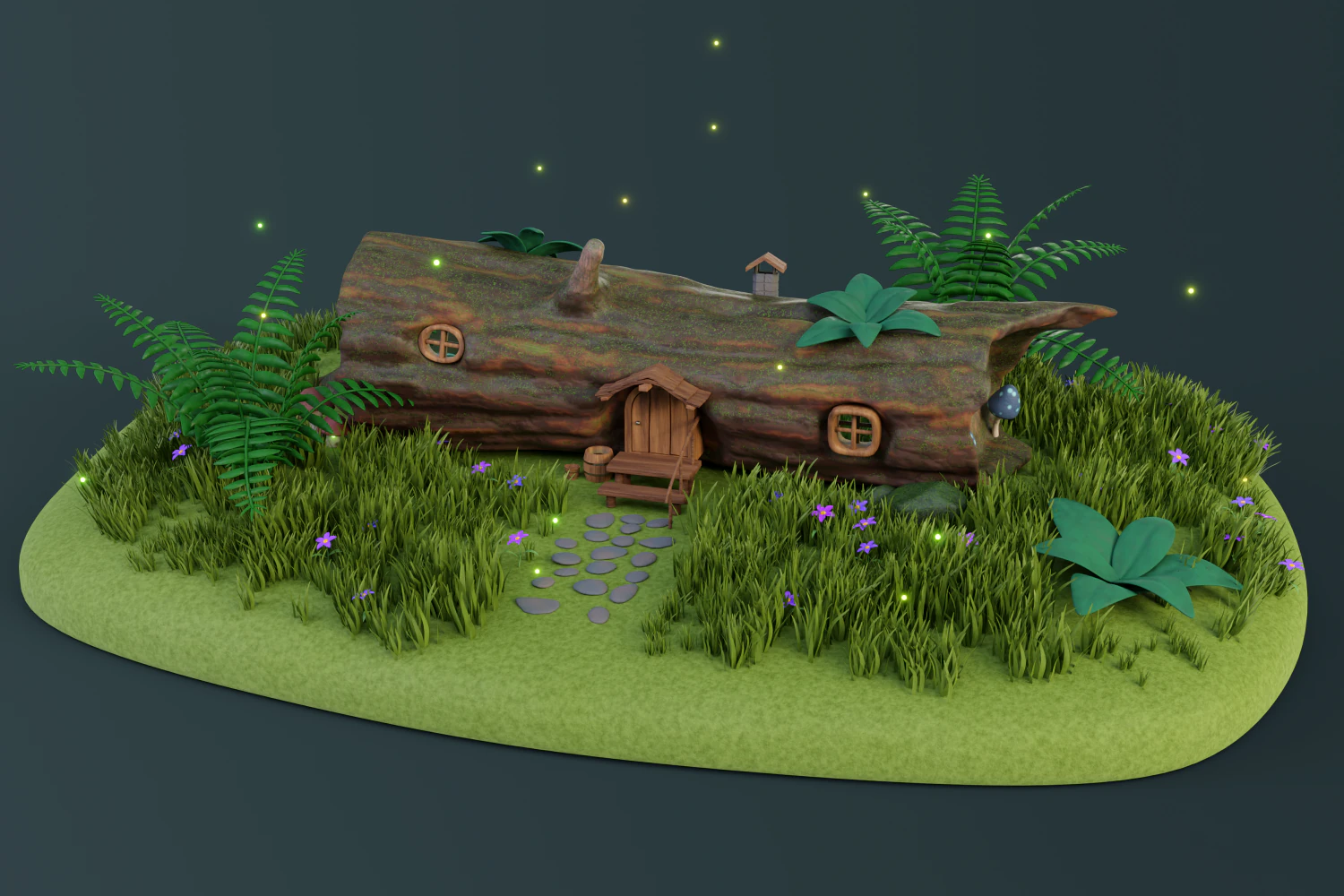 cartoon log house 3D Model .c4d .max .obj .3ds .fbx .stl .blend 