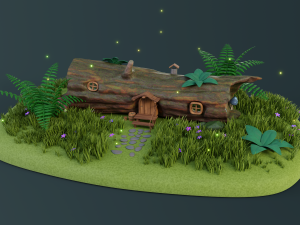 cartoon log house 3D Model