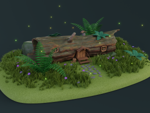 cartoon log house 3D 모델