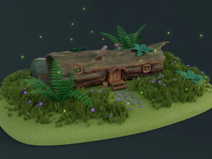 cartoon log house 3D Model