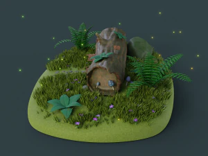cartoon log house 3D Model