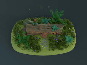 cartoon log house 3D 모델